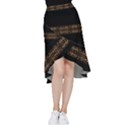 Luxury Ornate Minimal Style Dark Print Frill Hi Low Chiffon Skirt View1