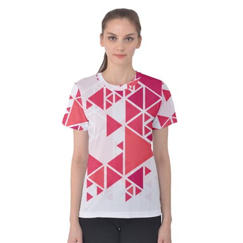 Red Triangle Pattern Women s Cotton Tee by redcarpettees