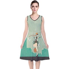 Ernesto Garcia Cabral Aires De Primavera 1920sbackground V-neck Midi Sleeveless Dress 