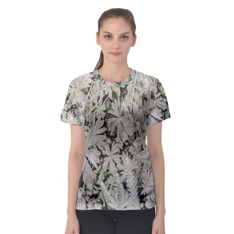 Pale Tropical Floral Print Pattern Women s Sport Mesh Tee by dflcprintsclothing