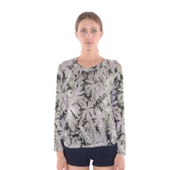 Pale Tropical Floral Print Pattern Women s Long Sleeve Tee