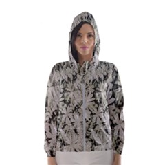 Pale Tropical Floral Print Pattern Women s Hooded Windbreaker by dflcprintsclothing