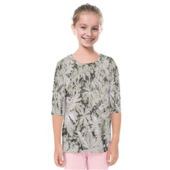 Pale Tropical Floral Print Pattern Kids  Quarter Sleeve Raglan Tee