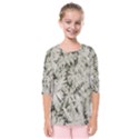 Pale Tropical Floral Print Pattern Kids  Quarter Sleeve Raglan Tee View1