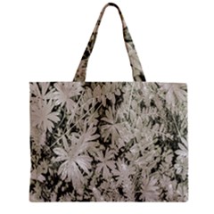 Pale Tropical Floral Print Pattern Zipper Mini Tote Bag