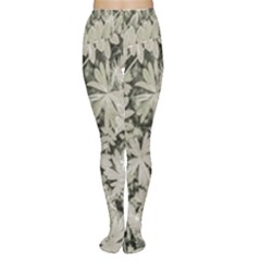 Pale Tropical Floral Print Pattern Tights by dflcprintsclothing