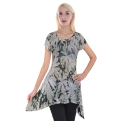 Pale Tropical Floral Print Pattern Short Sleeve Side Drop Tunic by dflcprintsclothing