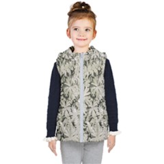 Pale Tropical Floral Print Pattern Kids  Hooded Puffer Vest