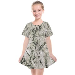 Pale Tropical Floral Print Pattern Kids  Smock Dress by dflcprintsclothing