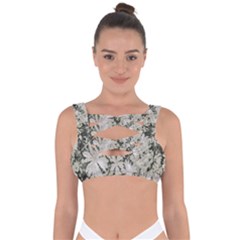 Pale Tropical Floral Print Pattern Bandaged Up Bikini Top