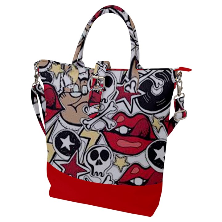 Graffiti Punk Buckle Top Tote Bag