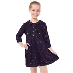 Pink Stars Kids  Quarter Sleeve Shirt Dress by Dazzleway