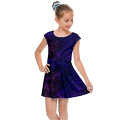 Blue,pink,red And Purple Galaxy Kids  Cap Sleeve Dress by Dazzleway