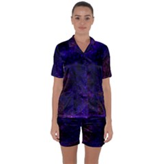 Blue,pink,red And Purple Galaxy Satin Short Sleeve Pyjamas Set by Dazzleway