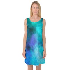 Blue Galaxy Sleeveless Satin Nightdress by Dazzleway