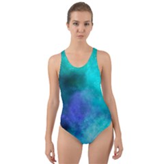 Blue Galaxy Cut-out Back One Piece Swimsuit by Dazzleway