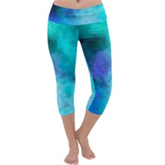 Blue Galaxy Capri Yoga Leggings by Dazzleway