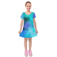 Blue Galaxy Kids  Short Sleeve Velvet Dress by Dazzleway