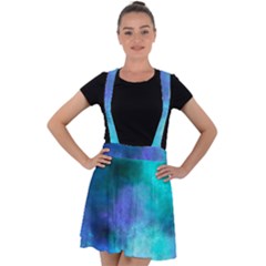 Blue Galaxy Velvet Suspender Skater Skirt by Dazzleway