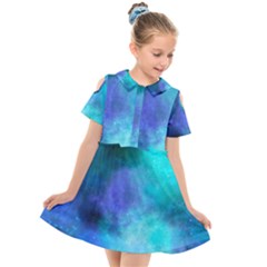 Blue Galaxy Kids  Short Sleeve Shirt Dress by Dazzleway