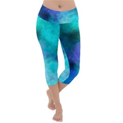 Blue Galaxy Lightweight Velour Capri Yoga Leggings by Dazzleway