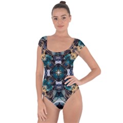 Teal And Gold Short Sleeve Leotard  by Dazzleway