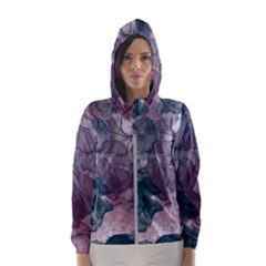 Teal And Purple Alcohol Ink Women s Hooded Windbreaker by Dazzleway