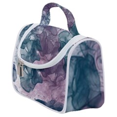 Teal And Purple Alcohol Ink Satchel Handbag by Dazzleway