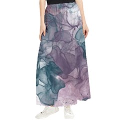 Teal And Purple Alcohol Ink Maxi Chiffon Skirt by Dazzleway