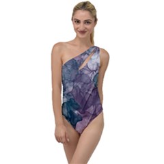 Teal And Purple Alcohol Ink To One Side Swimsuit by Dazzleway