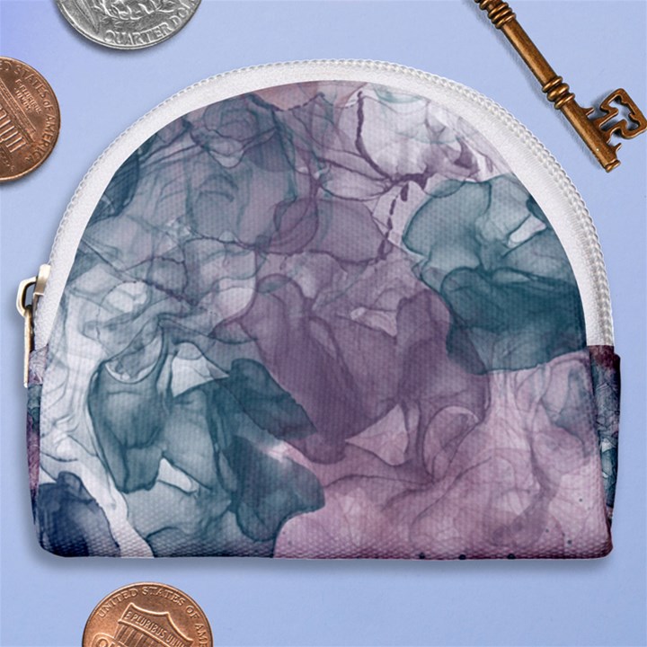 Teal and purple alcohol ink Horseshoe Style Canvas Pouch