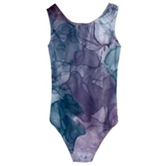 Teal And Purple Alcohol Ink Kids  Cut-out Back One Piece Swimsuit by Dazzleway