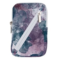 Teal And Purple Alcohol Ink Belt Pouch Bag (large) by Dazzleway