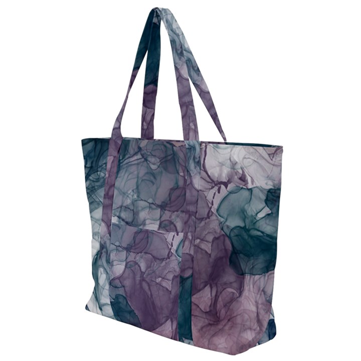 Teal and purple alcohol ink Zip Up Canvas Bag