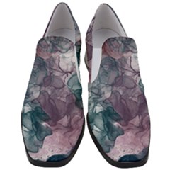 Teal And Purple Alcohol Ink Women Slip On Heel Loafers by Dazzleway