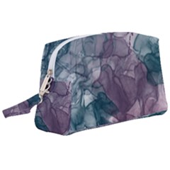 Teal And Purple Alcohol Ink Wristlet Pouch Bag (large) by Dazzleway