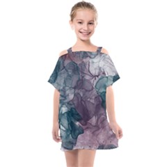 Teal And Purple Alcohol Ink Kids  One Piece Chiffon Dress by Dazzleway