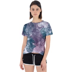 Teal And Purple Alcohol Ink Open Back Sport Tee by Dazzleway