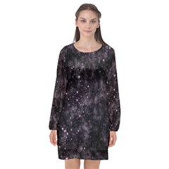 Pink Gray Galaxy Long Sleeve Chiffon Shift Dress  by Dazzleway