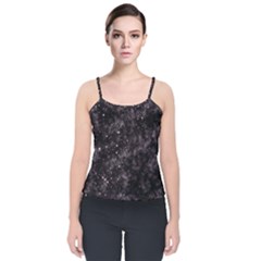 Pink Gray Galaxy Velvet Spaghetti Strap Top by Dazzleway