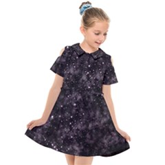 Pink Gray Galaxy Kids  Short Sleeve Shirt Dress by Dazzleway