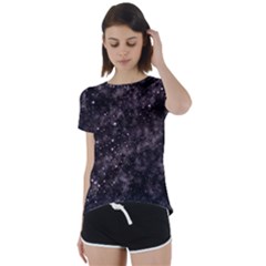 Pink Gray Galaxy Short Sleeve Foldover Tee by Dazzleway