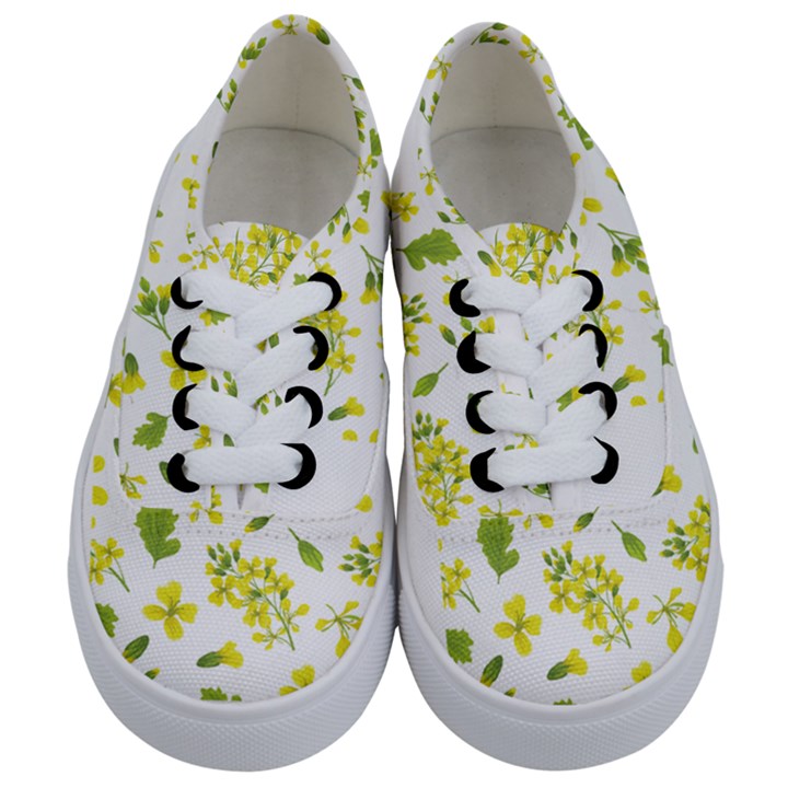 Yellow Flowers Kids  Classic Low Top Sneakers