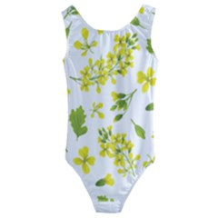 Yellow Flowers Kids  Cut-out Back One Piece Swimsuit by designsbymallika