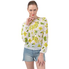 Yellow Flowers Banded Bottom Chiffon Top by designsbymallika