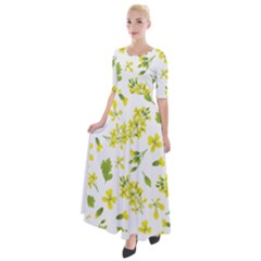 Yellow Flowers Half Sleeves Maxi Dress