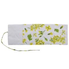 Yellow Flowers Roll Up Canvas Pencil Holder (m) by designsbymallika