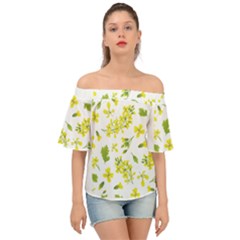 Yellow Flowers Off Shoulder Short Sleeve Top by designsbymallika