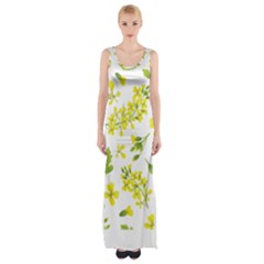 Yellow Flowers Thigh Split Maxi Dress by designsbymallika