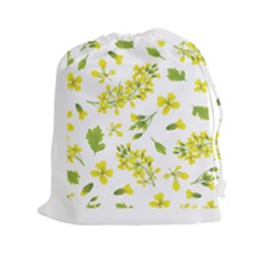 Yellow Flowers Drawstring Pouch (2xl) by designsbymallika